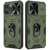 For Iphone 14 Pro Max Case With Slide Camera Cover Built In 360° Rotate Ring Stand Kickstand Fit For Magnetic Car Mount Cover For Iphone 14 Pro Max 6.7" 2022 - Green