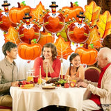 Thanksgiving Balloons Set 24Pcs Pumpkin Turkey Maple Leaf Foil Balloons for Fall Decor Indoor
