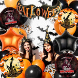7PCS Halloween Balloon Set Bat Skeleton Castle Star Foil Balloons for Spooky Party Decor
