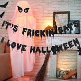 Black Glitter Its Frickin Bats Halloween Banner Spooky Party Decor for Mantle Yard Home