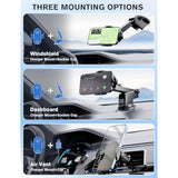 Wireless Car Charger, 15W Fast Charging Car Phone Holder Auto Clamping, Phone Mount For Car Dashboard Air Vent Windshield, For All Iphone Android (Black)