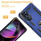 For Motorola Moto G 5G 2022 Case With 2 Pcs Tempered Glass Screen Protector, Military-Grade Armor Shockproof Protective Phone Cover With Ring Magnetic Kickstand , Blue