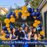 Pearl Navy Blue And Gold Balloon Garland Arch Kit 132Pcs Pearl Deep Navy And Chrome Gold Lemon Yellow Balloons For Boy Baby Shower Prince Birthday Cartoon Lion Theme Birthday Decorations