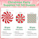 150Pc Christmas Candy Cane Plates Napkins Red Green Party Supplies