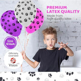 30Pcs Sky Paw Print Patrol Balloons 12" Pink Purple White Birthday Party Set