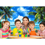 Ocean Blue Sky Tropical Palm Trees Summer Party Photo Banner 82x60"