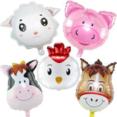 5pcs Farm Animal Balloons – Cow, Pig, Sheep & More Party Decorations
