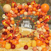 167PCS Fall Balloon Arch Kit with Orange Burgundy Rose Gold Balloons for Thanksgiving