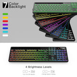 Kb600 Wireless Keyboard With 7-Color Rgb Backlit, 2.4Ghz Full-Size Computer Keyboard With Phone Tablet Holder, Number Pad, 22 Multimedia Hotkeys, Rechargeable For Mac, Windows