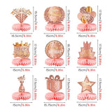 9 Pcs Birthday Table Decorations, Pink Rose Gold Honeycomb Centerpieces