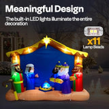 8Ft Christmas Inflatable Outdoor Decoration, Nativity Scene Set, Navidad Blow Up Yard Decor With Built-In Led Light For
