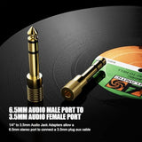 Gold Plated 1/4 To 3.5Mm Adapter, 6.35Mm (1/4 Inch) Male To 3.5Mm (1/8 Inch) Female Stereo Audio Adapter For Aux Cable, Guitar Amplifier, Headphone - 3 Pack