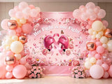 Breast Cancer Awareness Backdrop Pink Ribbon Boxing Gloves Floral Fight Photography Background Women Survivor Charity Walk Party Decor Banner Photo Props(7x5FT)