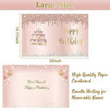 Jumbo Birthday Card With Envelope, Giant Guest Book Happy Birthday Greeting Cards For Girls Women, Large Birthday Card Gifts Decorations Party Supplies, Pink Rose Gold Extra Big Birthday Card Decor(14