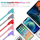 For Iphone Charger Cable Right Angle Lightning Cable 5Pack 90 Degree 6Ft Nylon Braid Charging Cord Fast Charging Compatible For Iphone 14/13/12/12Pro/11/11Pro/Xs/Max/Xr/X/8P/8/7P/7/6