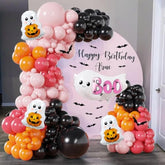 Halloween Balloon Arch Kit: Black, Pink, Orange Garland with Ghost & Bat Decor