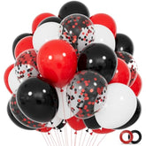 68Pcs Red, Black & White Latex Balloons with Confetti for Birthday, Wedding & More
