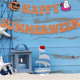 Happy Summerween Banner Halloween Summer Birthday Beach Pumpkin Garland Decor
