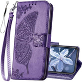 For Iphone 11 Wallet Case,Women Flip Folio Cover With Butterfly Embossed Pu Leather Kickstand Credit Card Holder Slots Magnetic Wrist Strap For Iphone 11 6.1 Inch (Purple)