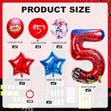 Cartoon Hero 40 Inch Red And Blue Spider Theme Number Foil Birthday Decoration Balloons, Cartoon Party Birthday Supplies, Number Large Balloons For Spider Theme Party (5)