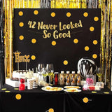 42 Never Looked So Good Gold Glitter Banner - 42Nd Anniversary And Birthday Party Decorations
