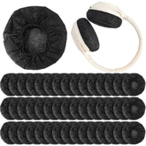100 Pcs Headphone Ear Covers Disposable Sanitary Non-Woven Earpads Black Stretch Earphone Earcup Protector, M, 8 Cm/ 3.1 Inch