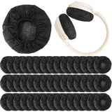 100 Pcs Headphone Ear Covers Disposable Sanitary Non-Woven Earpads Black Stretch Earphone Earcup Protector, M, 8 Cm/ 3.1 Inch