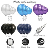 125pcs Space Balloon Garland Kit - Chrome Blue Purple Silver Balloons & Cones