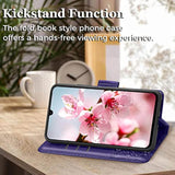For Galaxy A14 5G Phone Case Wallet,Women Flip Folio Butterfly Embossed Pu Leather With Credit Card Holders Kickstand Wrist Strap Purse Cover For Samsung A14 5G 6.6 Inch (Purple)