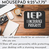 Teacher Mousepad Teaching 9" Mousemat - Iep I Encourage Progress Special Education Teacher Gift Idea Office Poster Black Computer Mouse Mat Mouse Pad