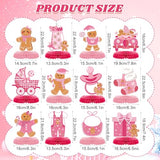 12Pcs Pink Gingerbread Baby Shower Honeycomb Centerpieces Christmas Gingerbread Man Honeycomb Table Decorations for Winter, Birthday, Baby Shower Party Favors