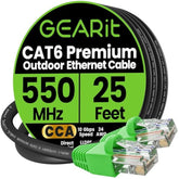 GearIT Cat6 Outdoor Ethernet Cable (25 Feet) CCA Copper Clad, Waterproof, Dire