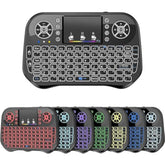 Mini Wireless Keyboard With Touchpad Mouse Combo, 7 Colors Rgb Backlit, Portable 2.4 Ghz Mini Keyboard With Rechargable Li-Ion Battery For Android Box, Smart Tv, Pad, Pc, Htpc, Tablet And Windows Os