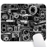 Retro Cool Camera Collection Print Art Mouse Pad, Unique Cool Design Vintage Camera Montage Mouse Pads