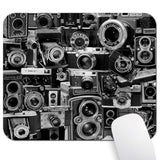 Retro Cool Camera Collection Print Art Mouse Pad, Unique Cool Design Vintage Camera Montage Mouse Pads