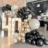 35pcs Black White Gold Balloons 12in with Metallic Confetti for Party Decor