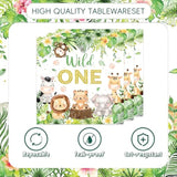 48pcs Wild One Safari Party Set Plates Napkins Forks for 16 Guests