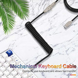 Usb C Mechanical Keyboard Coiled Cable, Braided Double Sleeved Type C Keyboard