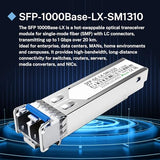 10Pack 1.25G Sfp Lc Module 1000Base-Lx Single-Mode Transceiver (Smf, 1310Nm, 20Km, Ddm) - Compatible With Cisco Glc-Lh-Smd, Ubiquiti Unifi, Meraki, Fortinet, Mikrotik, Tp-Link, Netgear, Aruba And More