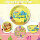Yellow Cartoon Birthday Party Tableware Set – Ocean Theme Plates, Napkins, Forks, Disposable Party Decorations For Kids Birthday, Sea Underwater Theme Supplies For 24 Guests