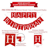 Red Birthday Decorations Kit - 16-Piece Set With Pre-Strung Happy Birthday Banner, Honeycomb Balls, Garland & Swirls | Red Theme Party Supplies For Women Girls Kids, Teens Adults