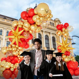 146Pcs Red And Gold Balloon Garland Arch Kit, Red Gold Balloons With Gold Exploding Star Foil Balloons For Graduation, Valentine'S Day, Wedding, Anniversary, Engagement, Birthday Party Decorations