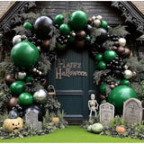 Black Green Silver Brown Balloon Arch Garland Kit for Birthday Halloween Party Decor