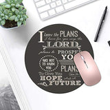 Round Mouse Pad And Coasters Set, Quotes Bible Verse Jeremiah 29:11 Design Mouse Pad, Non-Slip Rubber Base Mouse Pads For Laptop And Computer