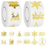 Christmas Roll Stickers Gold Foil Xmas Round Seal Label Self-Adhesive 1000 Pcs 1" Merry Christmas Snowflake Party Favors Card Envelope Craft Gift Decor