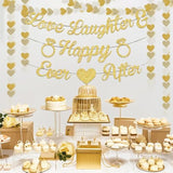 Champagne Gold Engagement Party Decorations, Just Engaged Supplies For Couple Includes 12" Gold & White Latex Balloons, Diamond Ring Foil Balloon, Cake Toppers, Paper Pompom