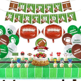 Football Theme Party Supplies - Including Happy Birthday Banner, Football Foil Balloons, Cake Topper, Tablecloth, Balloons For Game Day, And Football Birthday Party Decorations