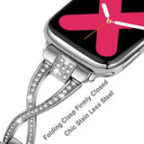 Bands For Apple Watch 38Mm 40Mm 41Mm 42Mm(Series10) Women Series 10 9 8 7 6 5 4 Se Iwatch Band Bling Metal Bracelet Dressy Fancy Cute Strap Silver