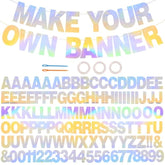 116 Pc A-Z Silver Glitter Letter Banner DIY Kit Party Decoration