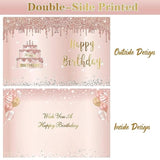 Jumbo Birthday Card With Envelope, Giant Guest Book Happy Birthday Greeting Cards For Girls Women, Large Birthday Card Gifts Decorations Party Supplies, Pink Rose Gold Extra Big Birthday Card Decor(14